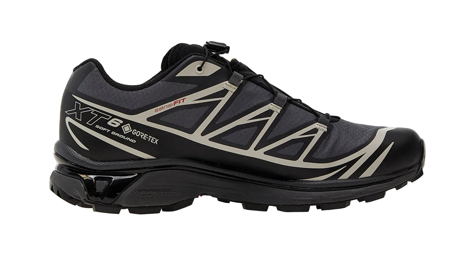 Salomon XT6 GTX Men's Trail Running Shoe Black Ebony Lunar Rock