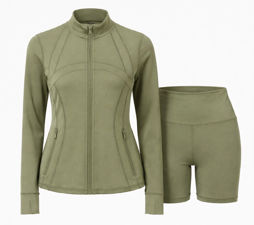 Contour Yoga Set | Sculpting Activewear Jacket & Shorts