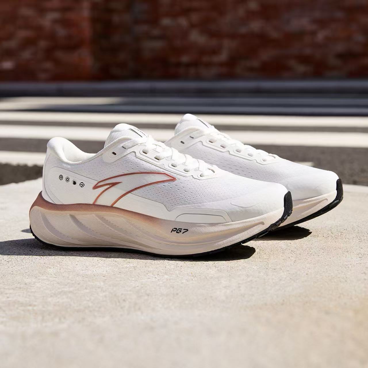 ANTA PG7 Women's Running Shoes | Max Cushioning Daily Trainer | White/Bronze