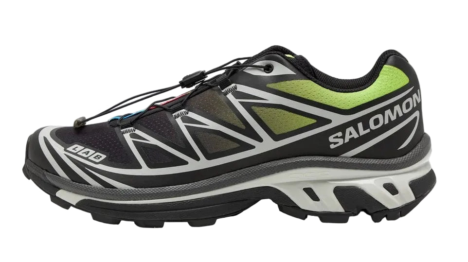 Salomon XT6 Women's Trail Running Shoe in Black & Green Cress