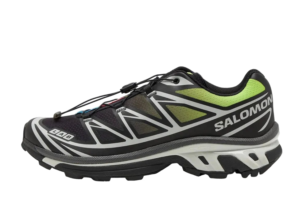 Salomon XT6 Men's Trail Running Shoe in Black & Green Cress