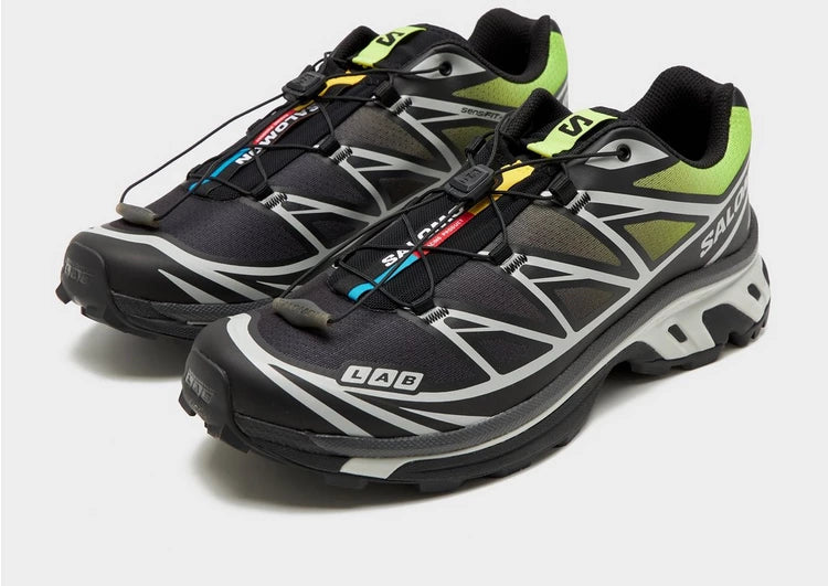 Salomon XT6 Women's Trail Running Shoe in Black & Green Cress