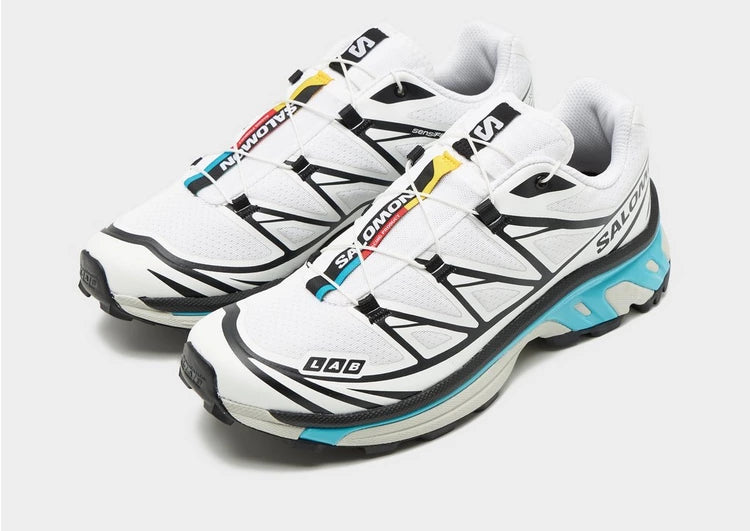 Salomon XT6 GTX Women's Trail Running Shoe Black White and Blue Curacao