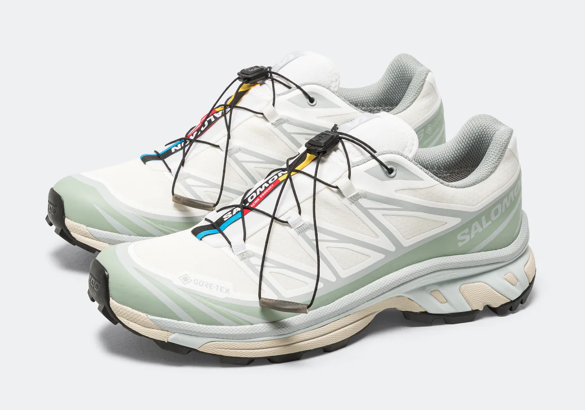 Salomon XT-6 GORE-Tex Women's Trail Running Shoe in White Green Milieu-Ice Flow