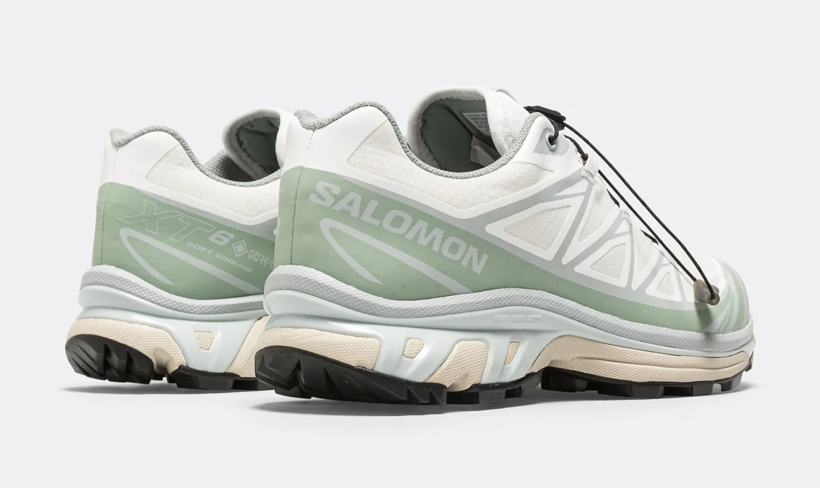Salomon XT-6 GTX Women's Trail Running Shoe in White Green Milieu-Ice Flow